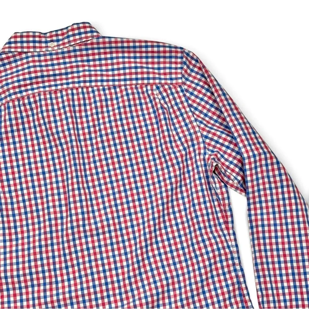 Gap Lived-In Button Down Shirt Mens Large Red Blue Gingham Plaid 100% Cotton - Picture 6 of 8
